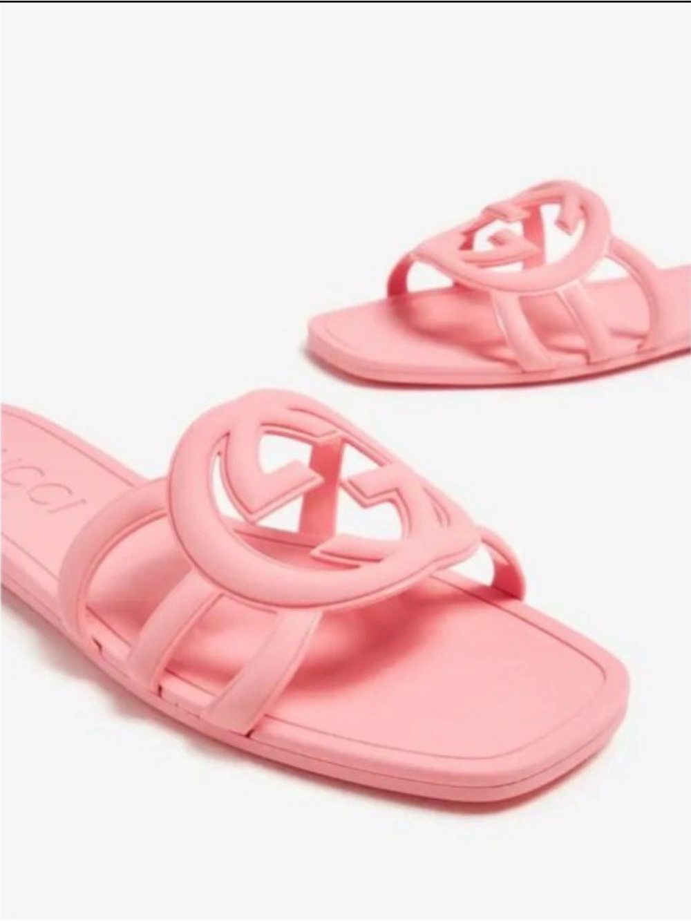 Gucci Palma Interlocking GG Rubber Slide Sandal Dusty Rose